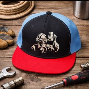 Samuel Adams Brewery Beer Boston Lager Flex Fit Hat Cap Large/X-Large Red Blue